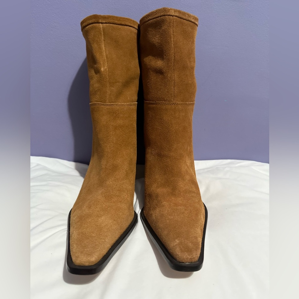 Zara Soft Split Suede High-Heel Ankle Boots